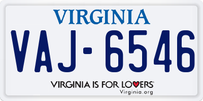 VA license plate VAJ6546