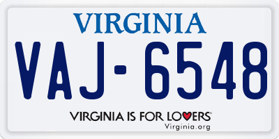 VA license plate VAJ6548