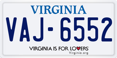 VA license plate VAJ6552