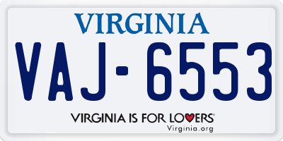 VA license plate VAJ6553