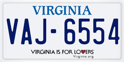 VA license plate VAJ6554