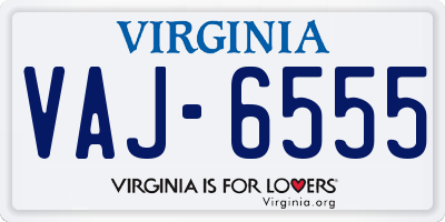 VA license plate VAJ6555