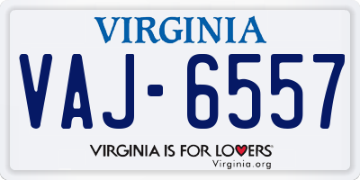 VA license plate VAJ6557