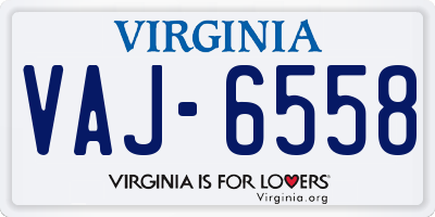 VA license plate VAJ6558