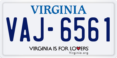 VA license plate VAJ6561