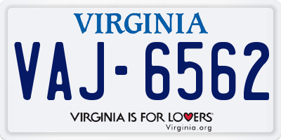 VA license plate VAJ6562