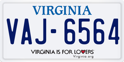 VA license plate VAJ6564
