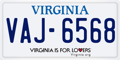 VA license plate VAJ6568