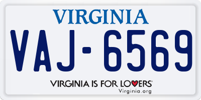VA license plate VAJ6569