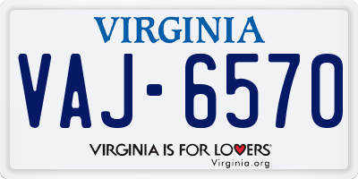 VA license plate VAJ6570