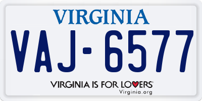 VA license plate VAJ6577