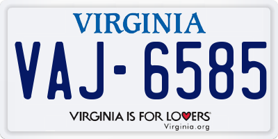 VA license plate VAJ6585