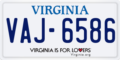 VA license plate VAJ6586