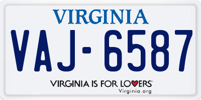 VA license plate VAJ6587