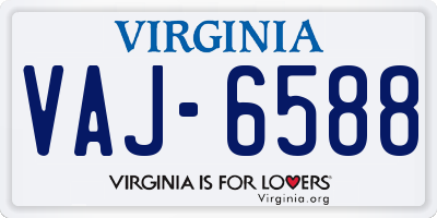 VA license plate VAJ6588