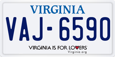 VA license plate VAJ6590