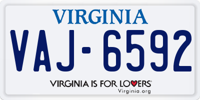 VA license plate VAJ6592