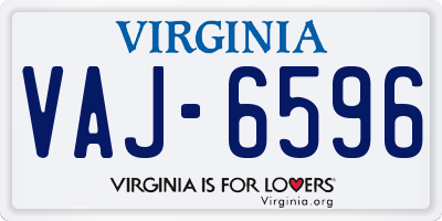 VA license plate VAJ6596