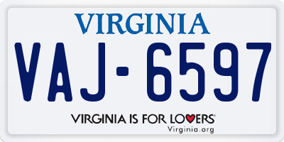 VA license plate VAJ6597