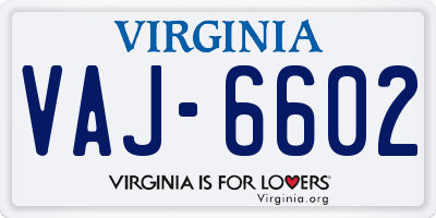VA license plate VAJ6602