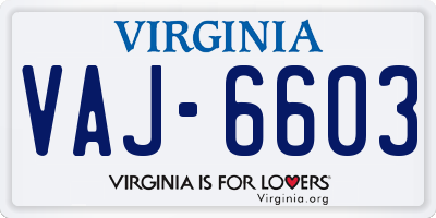 VA license plate VAJ6603