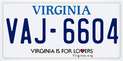 VA license plate VAJ6604