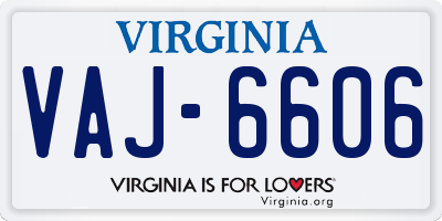 VA license plate VAJ6606