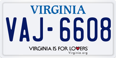 VA license plate VAJ6608