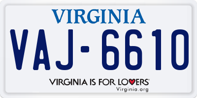 VA license plate VAJ6610
