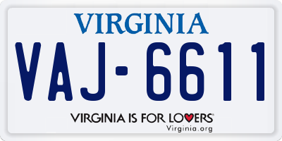VA license plate VAJ6611