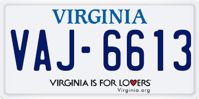 VA license plate VAJ6613