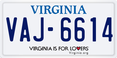VA license plate VAJ6614