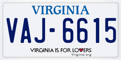 VA license plate VAJ6615