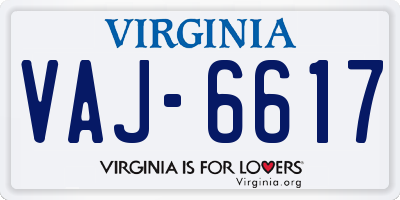 VA license plate VAJ6617