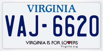 VA license plate VAJ6620