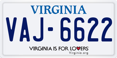 VA license plate VAJ6622