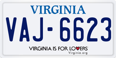 VA license plate VAJ6623
