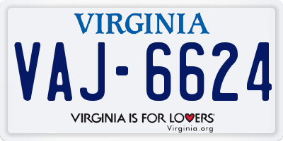 VA license plate VAJ6624
