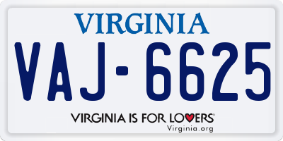 VA license plate VAJ6625