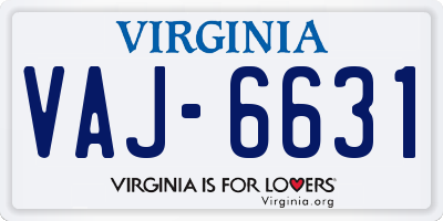 VA license plate VAJ6631