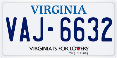 VA license plate VAJ6632