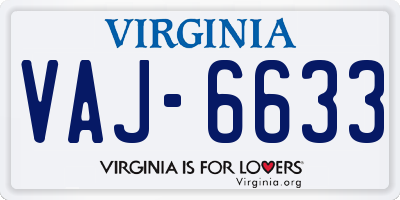 VA license plate VAJ6633