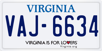 VA license plate VAJ6634