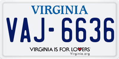VA license plate VAJ6636
