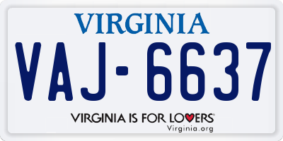 VA license plate VAJ6637