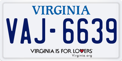 VA license plate VAJ6639
