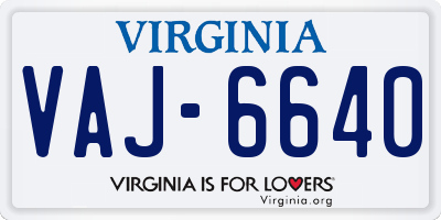 VA license plate VAJ6640