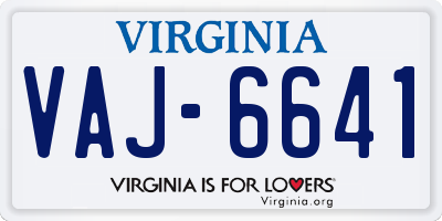 VA license plate VAJ6641