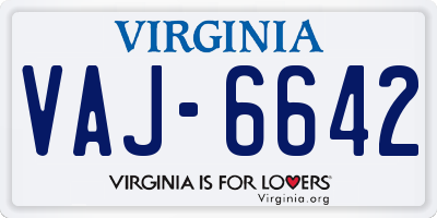 VA license plate VAJ6642