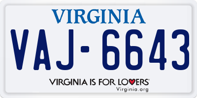 VA license plate VAJ6643